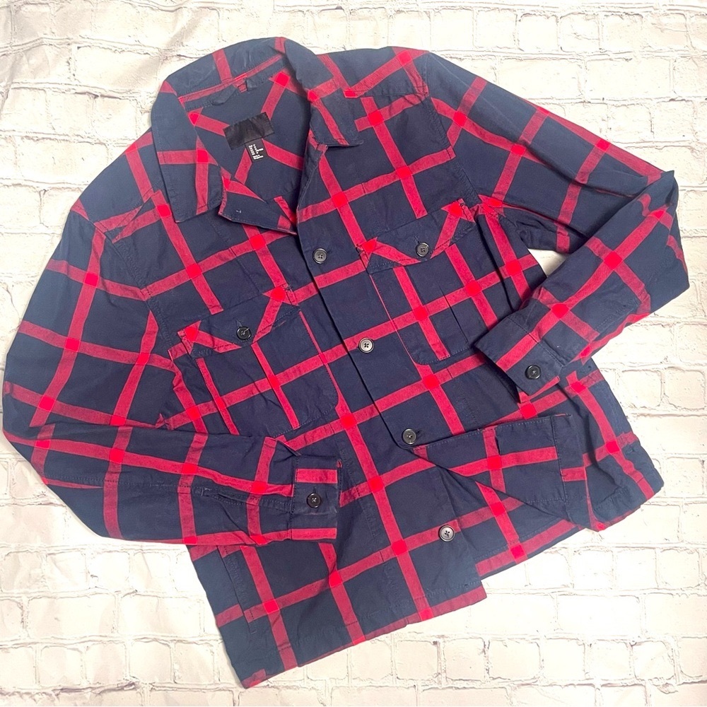 [h&m] plaid cropped shacket